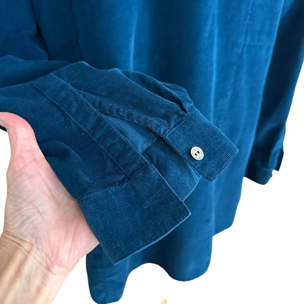 J.‎ JILL Corduroy Button-Up Shirt Teal Blue Tunic Normcore Shacket Layer Size LT - Picture 10 of 15
